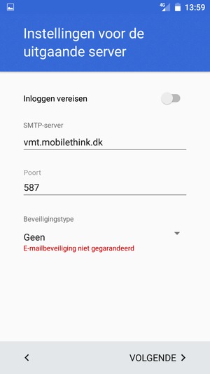 Selecteer VOLGENDE