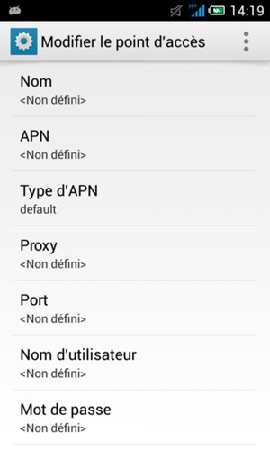 Saisissez les informations Internet