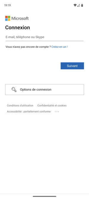 Saisissez votre adresse e-mail et sélectionnez Suivant