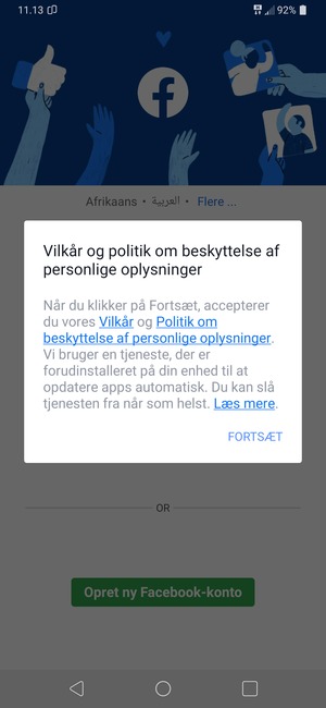 Vælg FORTSÆT