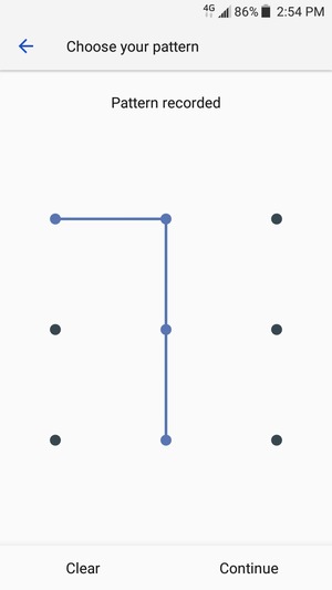 Draw an unlock pattern and select Continue