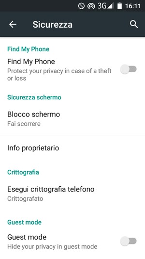 Torna al menu Sicurezza e seleziona Blocco schermo