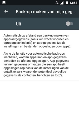 Schakel Back-up maken van mijn gegevens in