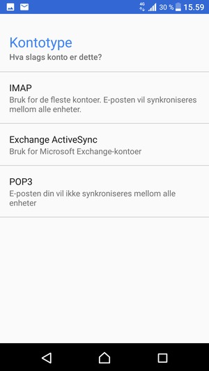 Velg Exchange ActiveSync