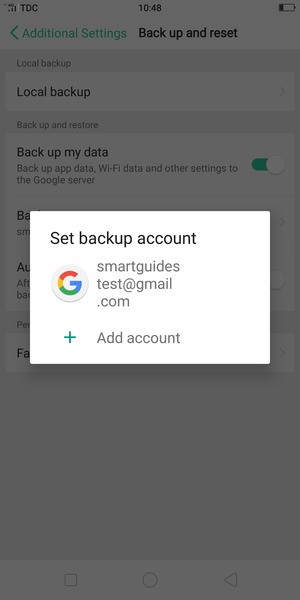 Select your backup account