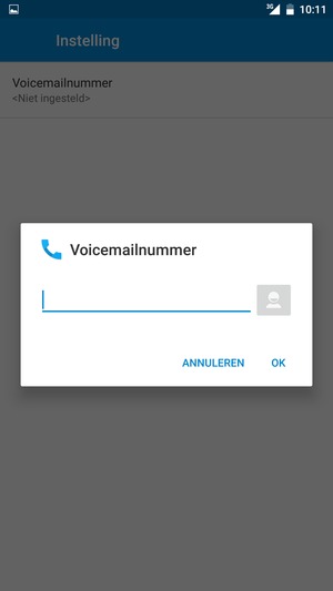 Voer het Voicemailnummer in en selecteer OK