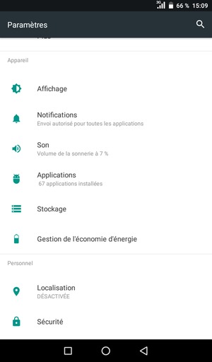 Faites défiler et sélectionnez Gestion de l'économie d'énergie