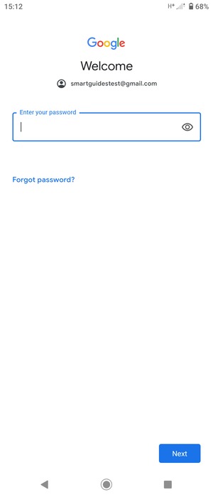 Enter your Gmail password and select Next