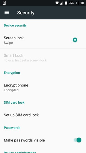 Select Screen lock