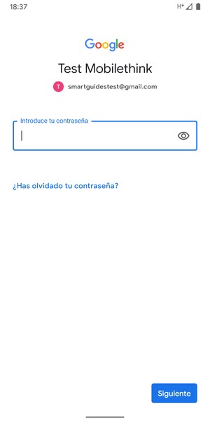 Introduzca su contraseña y seleccione Siguiente