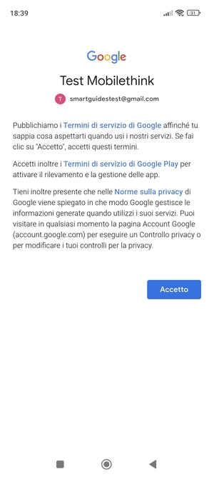 Seleziona Accetto