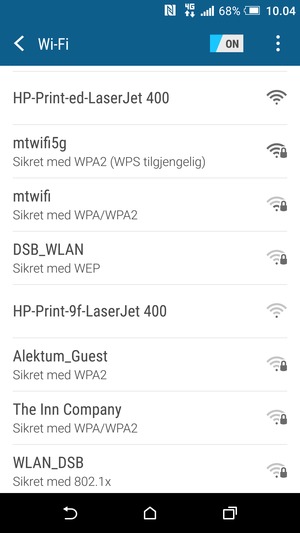 Velg det trådløse nettverket du vil koble til