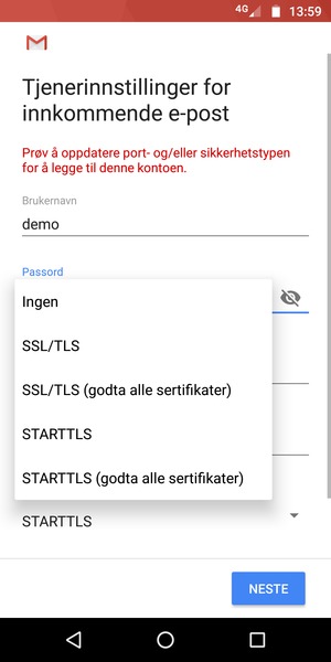 Velg Ingen og NESTE