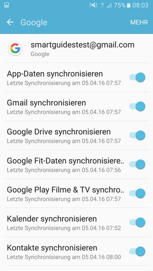 Stellen Sie sicher, dass Kontakte synchronisieren ausgewählt ist