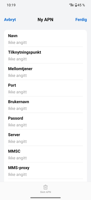 Skriv inn internett-informasjon