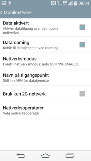 Slå Dataroaming på eller av