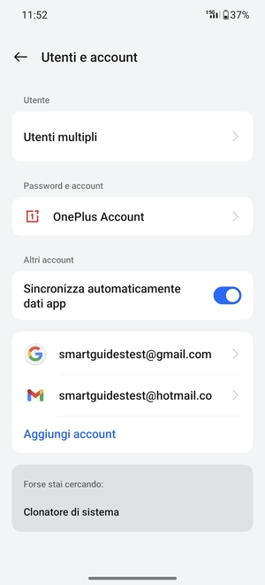 Seleziona il tuo account Google