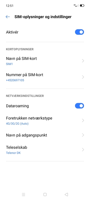 Slå Dataroaming til eller fra