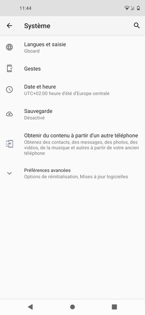 Sélectionnez Sauvegarde