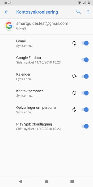 Dine oplysninger vil blive synkroniseret