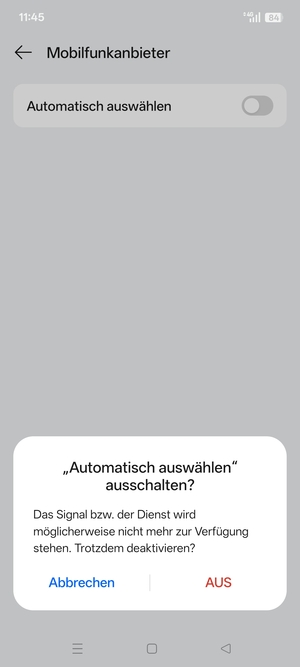 Wählen Sie AUS