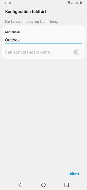 Giv din konto et navn og vælg Udført