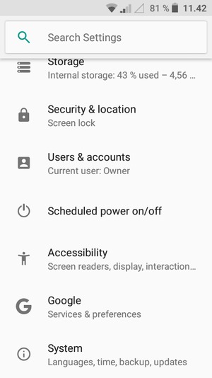 Scroll to and select  Users & accounts