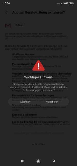 Wählen Sie Akzeptieren