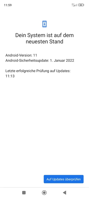 Falls Ihr Handy aktualisiert ist, wird Ihnen der folgende Bildschirm angezeigt