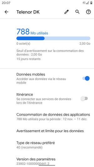 Sélectionnez Type de réseau préféré