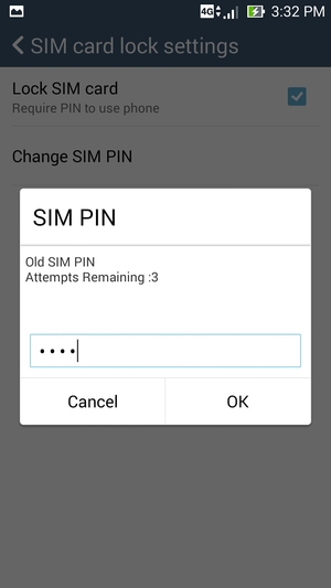 Enter your Old SIM PIN and select OK