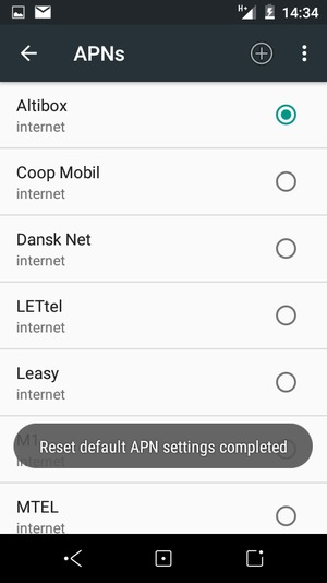Your phone will reset to default Internet and MMS settings
