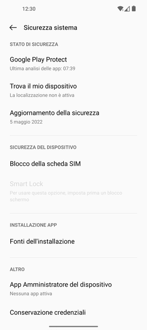 Seleziona Aggiornamento della sicurezza