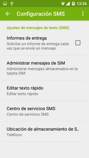 Seleccione Centro de servicios SMS