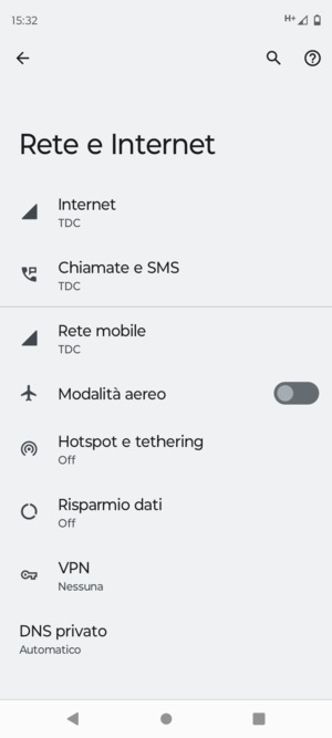 Seleziona Rete mobile