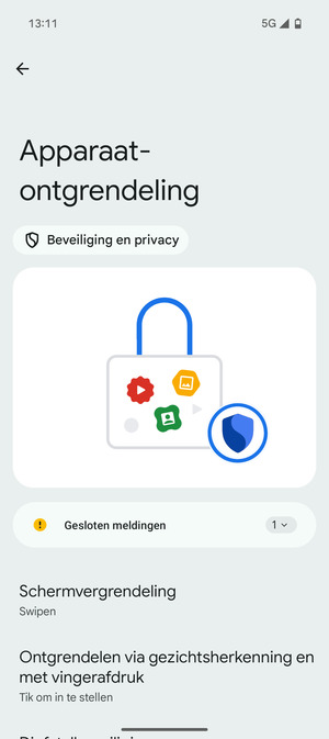Selecteer Schermvergrendeling