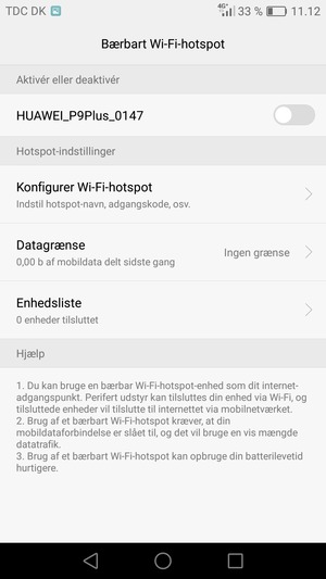 Vælg Konfigurer Wi-Fi-hotspot