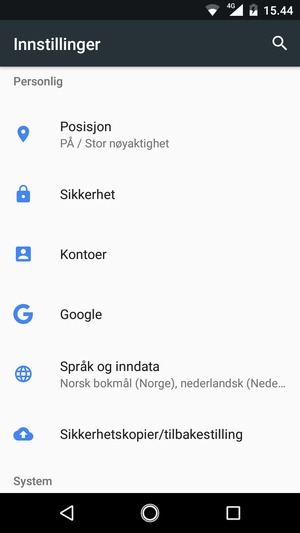 Bla til og velg Sikkerhet