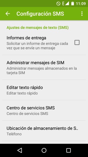 Seleccione Centro de servicios SMS