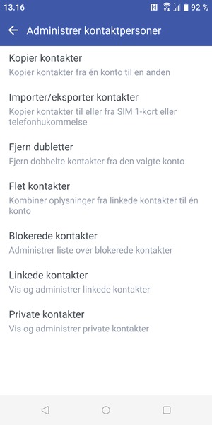 Vælg Importer/eksporter kontakter