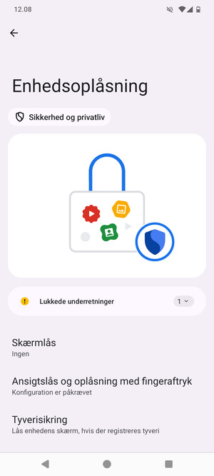 Vælg Skærmlås