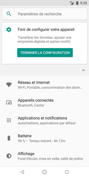 Sélectionnez Réseau et Internet