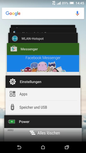 Wählen Sie Alles löschen, um alle laufende Apps zu schließen