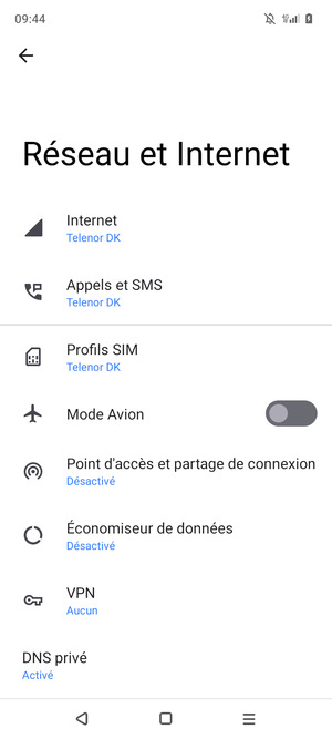 Sélectionnez Profils SIM