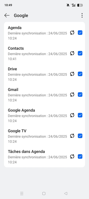 Assurez-vous que Contacts est sélectionné