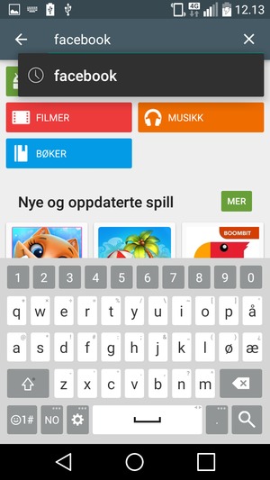Skriv inn applikasjonsnavnet og velg Søk