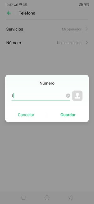 Introduzca el Número del buzón de voz y seleccione Guardar