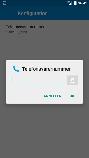 Indtast Telefonsvarernummer og vælg OK