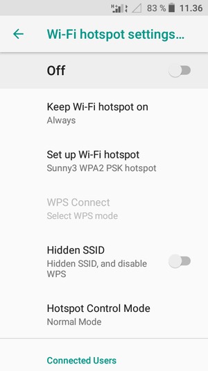 Turn on Wi-Fi hotspot