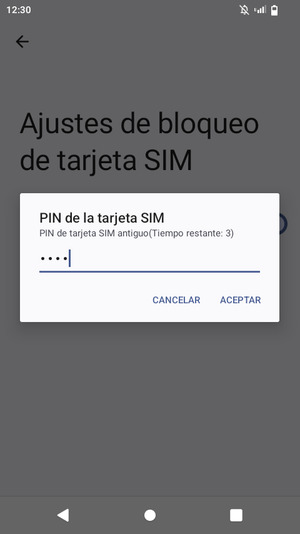 Introduzca su PIN de tarjeta SIM antiguo y seleccione ACEPTAR